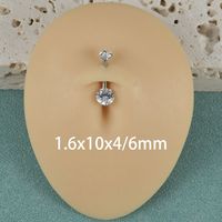 Simple Style Shiny Round Stainless Steel Inlay Zircon Belly Ring main image 5