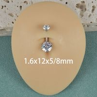 Simple Style Shiny Round Stainless Steel Inlay Zircon Belly Ring main image 4