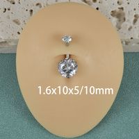 Simple Style Shiny Round Stainless Steel Inlay Zircon Belly Ring main image 2
