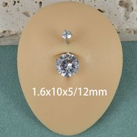 Simple Style Shiny Round Stainless Steel Inlay Zircon Belly Ring main image 3