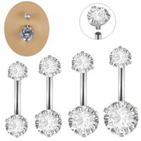 Simple Style Shiny Round Stainless Steel Inlay Zircon Belly Ring main image 1