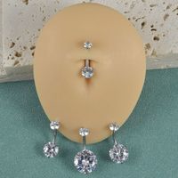 Simple Style Shiny Round Stainless Steel Inlay Zircon Belly Ring main image 6