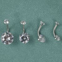 Simple Style Shiny Round Stainless Steel Inlay Zircon Belly Ring main image 8