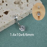 Simple Style Shiny Round Stainless Steel Inlay Zircon Belly Ring sku image 1
