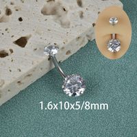 Simple Style Shiny Round Stainless Steel Inlay Zircon Belly Ring sku image 2