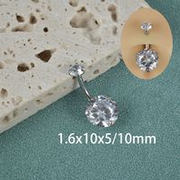 Simple Style Shiny Round Stainless Steel Inlay Zircon Belly Ring sku image 3
