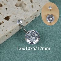 Simple Style Shiny Round Stainless Steel Inlay Zircon Belly Ring sku image 4