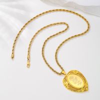 Elegant Vintage Style Heart Shape Copper 18k Gold Plated Pendant Necklace In Bulk main image 3