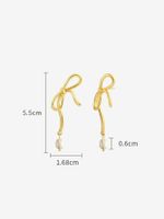 1 Pair Retro Roman Style Bow Knot Copper Artificial Pearls Gold Plated Drop Earrings main image 2