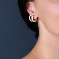 1 Pair Simple Style Commute Round Enamel Inlay Copper Zircon Earrings main image 3