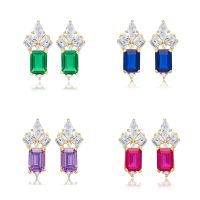 1 Paire Style Ig Style Simple Rectangle Incruster Le Cuivre Zircon Boucles D'oreilles main image 1