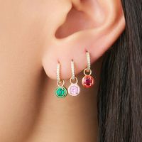 1 Paire De Base Style Classique Géométrique Incruster Le Cuivre Zircon Boucles D'oreilles main image 6