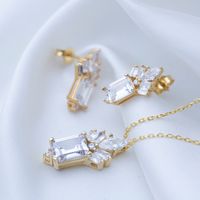 1 Pair Ig Style Simple Style Rectangle Inlay Copper Zircon Ear Studs main image 5