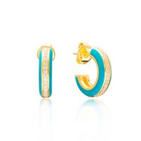 1 Pair Simple Style C Shape Enamel Inlay Copper Zircon Ear Studs sku image 4