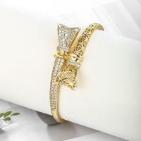 Xuping Shiny Bow Knot Alloy Plating Inlay Artificial Gemstones 14k Gold Plated Women's Bangle main image 3