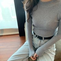 Women's Long Sleeve Sweaters & Cardigans Casual Basic Simple Style Solid Color sku image 8