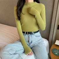 Women's Long Sleeve Sweaters & Cardigans Casual Basic Simple Style Solid Color sku image 10