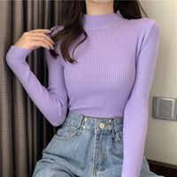 Women's Long Sleeve Sweaters & Cardigans Casual Basic Simple Style Solid Color sku image 12