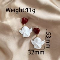 1 Pair Cute Sweet Angel Heart Shape Resin Drop Earrings main image 2
