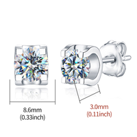 Simple Style Shiny Round Sterling Silver Gra Plating Inlay Moissanite Silver Plated Ear Studs main image 2