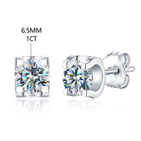 Simple Style Shiny Round Sterling Silver Gra Plating Inlay Moissanite Silver Plated Ear Studs sku image 1