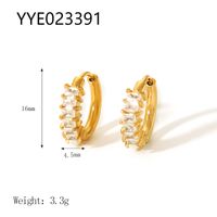 1 Pair Nordic Style French Style Flower Plating Inlay 304 Stainless Steel Rhinestones 18K Gold Plated Hoop Earrings sku image 3