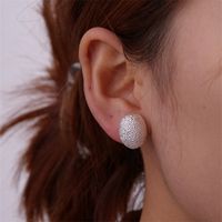 1 Pair Simple Style Moon Oval Plating Three-dimensional Copper Gold Plated Ear Studs main image 9