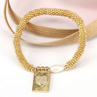 Elegant Vintage Style Luxurious Cross Star Heart Shape Copper 18k Gold Plated Zircon Bracelets In Bulk sku image 3