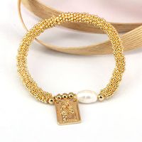 Elegant Vintage Style Luxurious Cross Star Heart Shape Copper 18k Gold Plated Zircon Bracelets In Bulk sku image 8