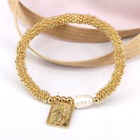 Elegant Vintage Style Luxurious Cross Star Heart Shape Copper 18k Gold Plated Zircon Bracelets In Bulk sku image 4