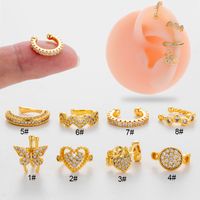 1 Piece Cute Cool Style Geometric Heart Shape Butterfly Plating Inlay Copper Zircon 18k Gold Plated Ear Studs main image 8