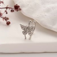 1 Piece Cute Cool Style Geometric Heart Shape Butterfly Plating Inlay Copper Zircon 18k Gold Plated Ear Studs main image 5