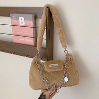 Women's Plush Solid Color Cute Square Zipper Shoulder Bag Crossbody Bag main image 4