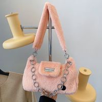 Women's Plush Solid Color Cute Square Zipper Shoulder Bag Crossbody Bag main image 3
