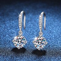 1 Pair Elegant Glam Geometric Inlay Sterling Silver Zircon White Gold Plated Drop Earrings main image 1