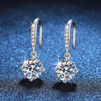1 Pair Elegant Glam Geometric Inlay Sterling Silver Zircon White Gold Plated Drop Earrings sku image 1