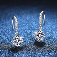1 Pair Elegant Glam Geometric Inlay Sterling Silver Zircon White Gold Plated Drop Earrings main image 3