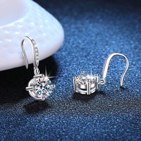 1 Pair Elegant Glam Geometric Inlay Sterling Silver Zircon White Gold Plated Drop Earrings main image 4