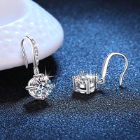 1 Paire Élégant Glamour Géométrique Incruster Argent Sterling Zircon Or Blanc Plaqué Boucles D'oreilles main image 4