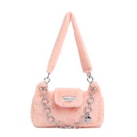 Women's Plush Solid Color Cute Square Zipper Shoulder Bag Crossbody Bag sku image 3