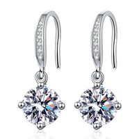 1 Pair Elegant Glam Geometric Inlay Sterling Silver Zircon White Gold Plated Drop Earrings main image 6