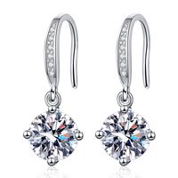 1 Paire Élégant Glamour Géométrique Incruster Argent Sterling Zircon Or Blanc Plaqué Boucles D'oreilles main image 6