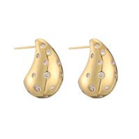 1 Pair Ig Style Casual Simple Style Water Droplets Plating Inlay Copper Zircon 18k Gold Plated Ear Studs sku image 12