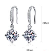 1 Pair Elegant Glam Geometric Inlay Sterling Silver Zircon White Gold Plated Drop Earrings main image 2