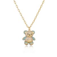 Casual Cute Bear Copper 18k Gold Plated Zircon Earrings Necklace In Bulk main image 6