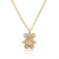 Casual Cute Bear Copper 18k Gold Plated Zircon Earrings Necklace In Bulk main image 5