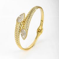 Exaggerated Xuping Snake Alloy Plating Inlay Artificial Gemstones 14k Gold Plated Women's Bangle main image 4