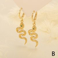 1 Pair Elegant Simple Style Snake Plating Inlay Copper Zircon 18k Gold Plated Drop Earrings main image 7