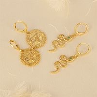 1 Pair Elegant Simple Style Snake Plating Inlay Copper Zircon 18k Gold Plated Drop Earrings main image 3