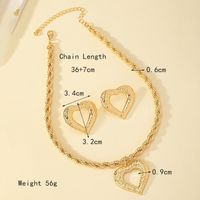 Simple Style Heart Shape Alloy Hollow Out Women's Earrings Necklace main image 6